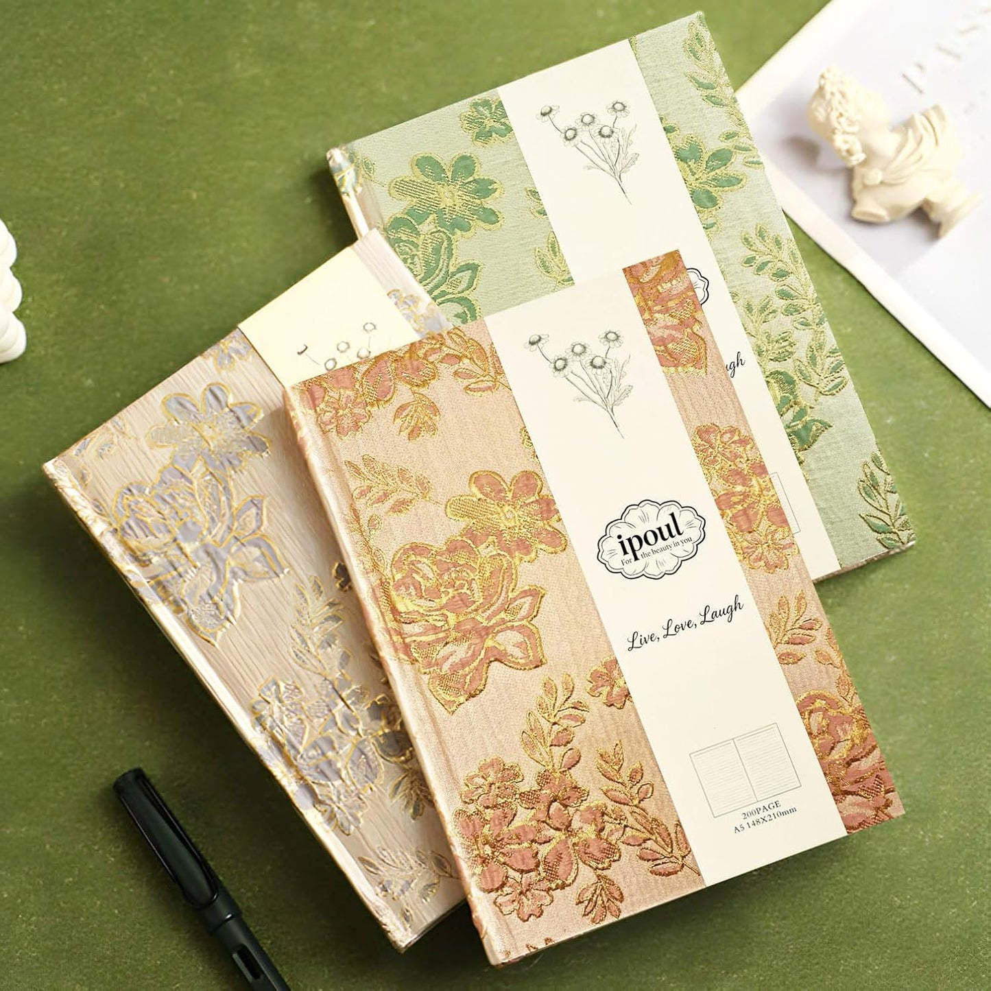 ipoul Flower Notebook, A5, 6x8, Hardcover, Lay Flat, Lined Paper, Journal for Women, Writing Notebook, Pretty, Hibiscus, Pink, Birthday Gifts for Women, Wedding Shower Gifts, Mothers Day Gift