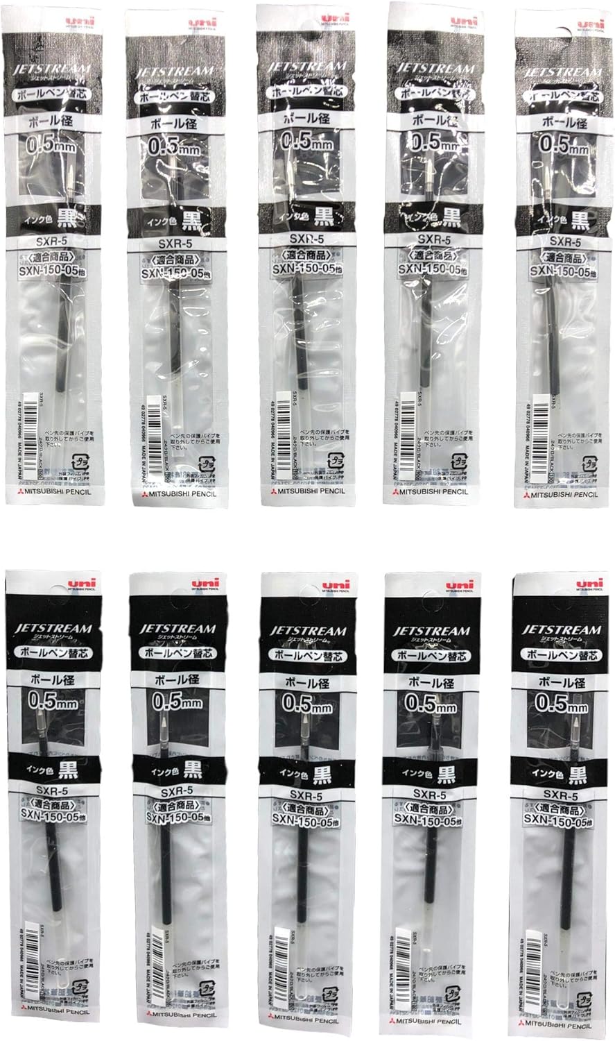 Uni-ball Jetstream Fine Point Roller Ball Pens Refills for Standard Pen Type -0.5mm-black Ink-value Set of 10