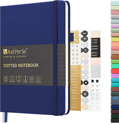 &And Per Se Lined Journal Notebook – A5 5.7”x8” College Ruled, 160 Pages, 100gsm Thick Paper, Journaling Notebooks for Writing (Black)