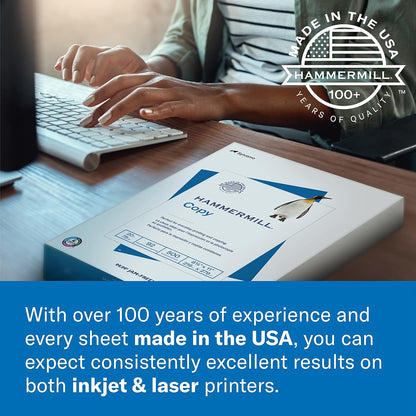 Hammermill Printer Paper, Premium Multipurpose Paper 20 lb, 8.5 x 11-5 Ream (2,500 Sheets) - 97 Bright, Made in the USA, 105910C