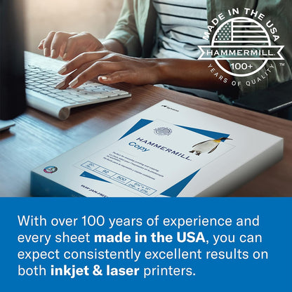Hammermill Printer Paper, 20 Lb Copy Paper, 8.5 x 14-92 Bright, Made in the USA- 3 Ream (1500 Sheets)