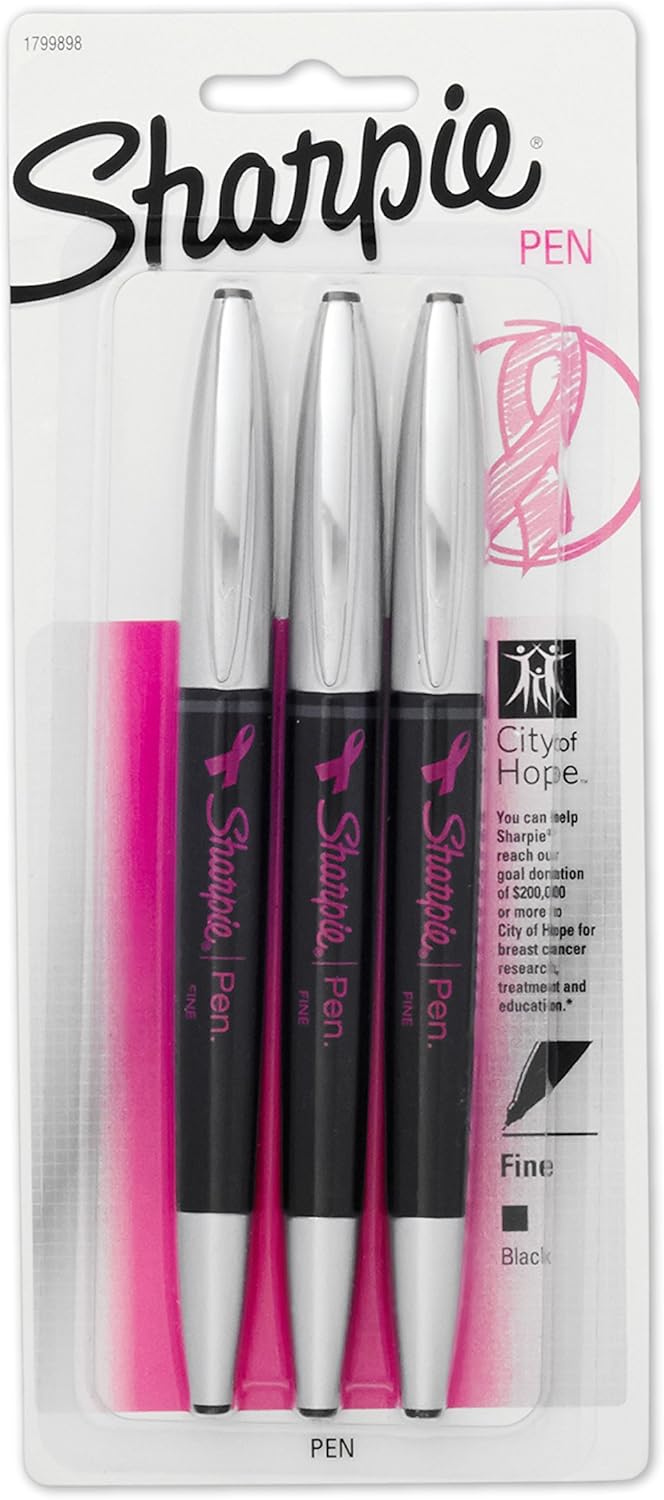 Sharpie Stainless Steel Grip Pen, Fine Point (0.8mm), Black, 1 Count