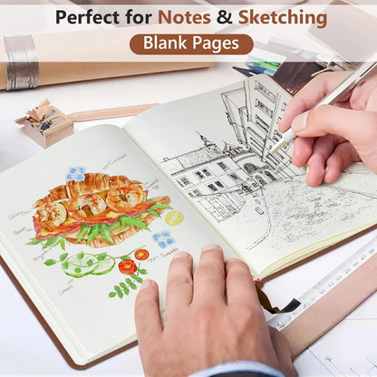 PERCUN Graph Paper Notebook, 160 Pages Grid Journal for women & men, A5 Hardcover Leather Graphing Notebook for School, Work, Travel, Note Taking 5.9”x8.5” (Black)