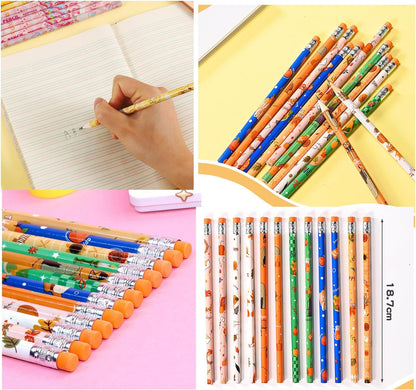 48 pcs Flowers Pencils with Eraser Wood Pencils Bulk for Writing and Drawing (Flowers, 48)