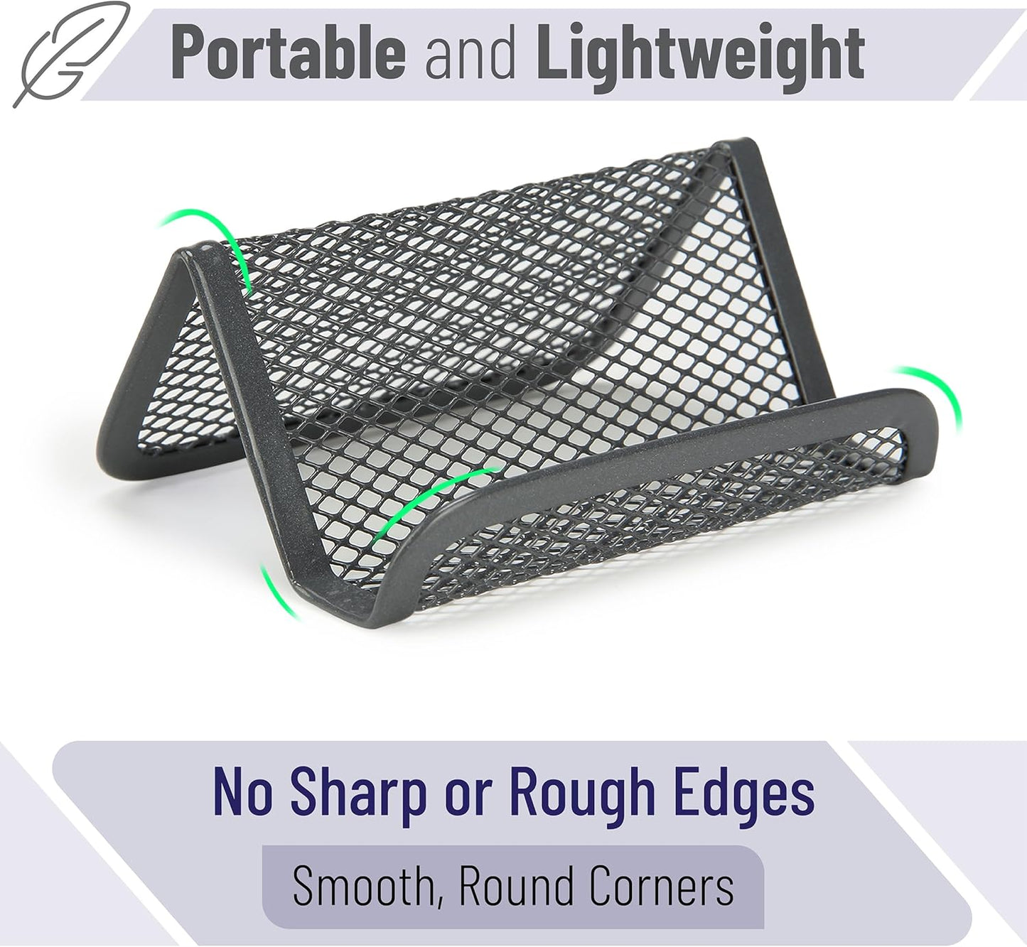 Mr. Pen- Metal Mesh Business Card Holders, 3 Pack, Black, Durable Stainless Steel Card Stand for Desk, Office, and Business Use, Straight, Flat and Smooth Design
