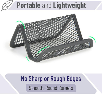 Mr. Pen- Metal Mesh Business Card Holders, 3 Pack, Black, Durable Stainless Steel Card Stand for Desk, Office, and Business Use, Straight, Flat and Smooth Design