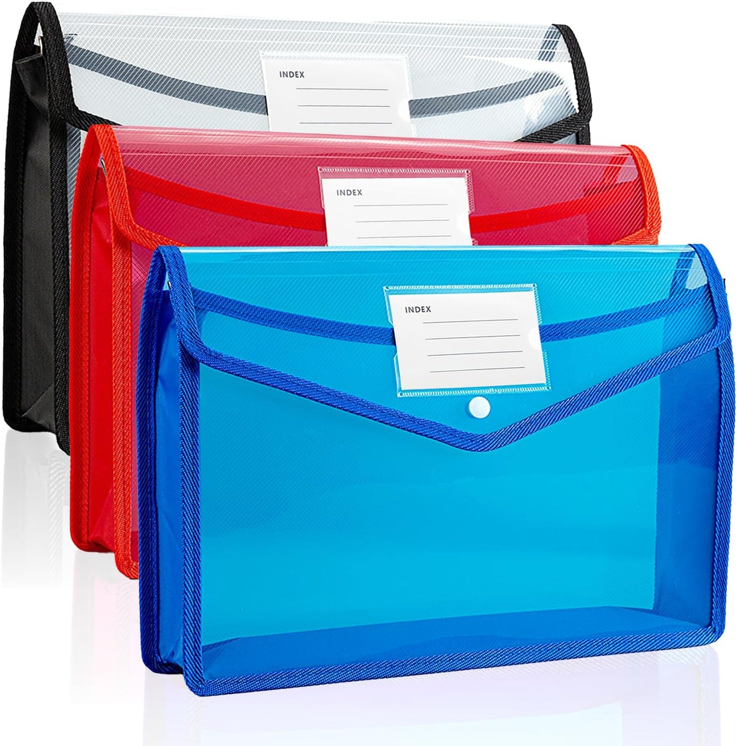 Plastic Expanding File Folder, Folders for Documents, Transparent Envelopes with Elastic Closure, File Folder Organizer Holder, Large Capacity, Fit Letter/A4 Size (2Pcs)