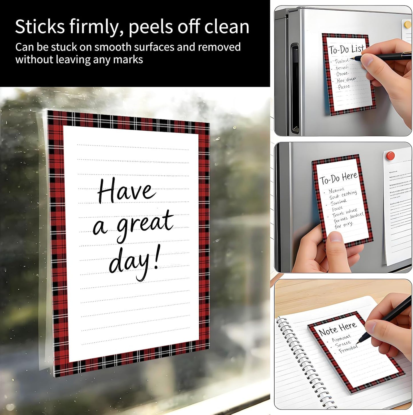 2 Pack Sticky Notes 4x6 in, Funny Large Notepads with Lines, Cute Self-Stick Memo Note Pads for Office, Home, Meeting Luxury Boho Flowers