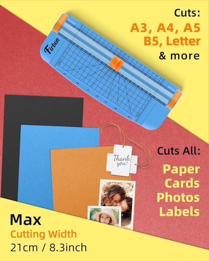 Firbon Morandi A5 Paper Cutter, Straight Small Paper Trimmer with Side Ruler for Scrapbooking Craft, Paper, Coupon, Label, Cardstock