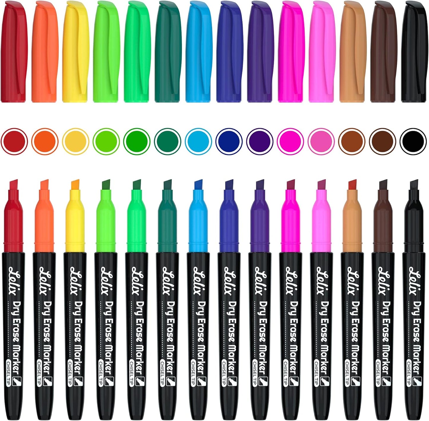 Lelix 42 Pack Black Dry Erase Markers Chisel Tip, Bulk Whiteboard Markers for School, Office Supplies, Perfect for Writing on White Board, Mirror,Calender