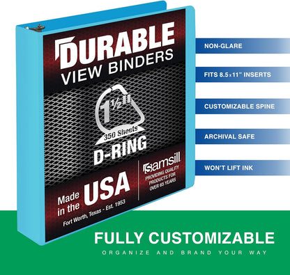Samsill Durable 4 inch 3 Ring Binder, D Ring Binder, 100% Recycled Chipboard, Black, 2 Pack