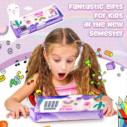 Henoyso Multifunctional Pencil Box for Girls Butterfly Pencil Case with Calculator and Sharpener Cool Cute Pencilcase School Supplies Essentials Christmas Birthday Gift Present for Kids Teens