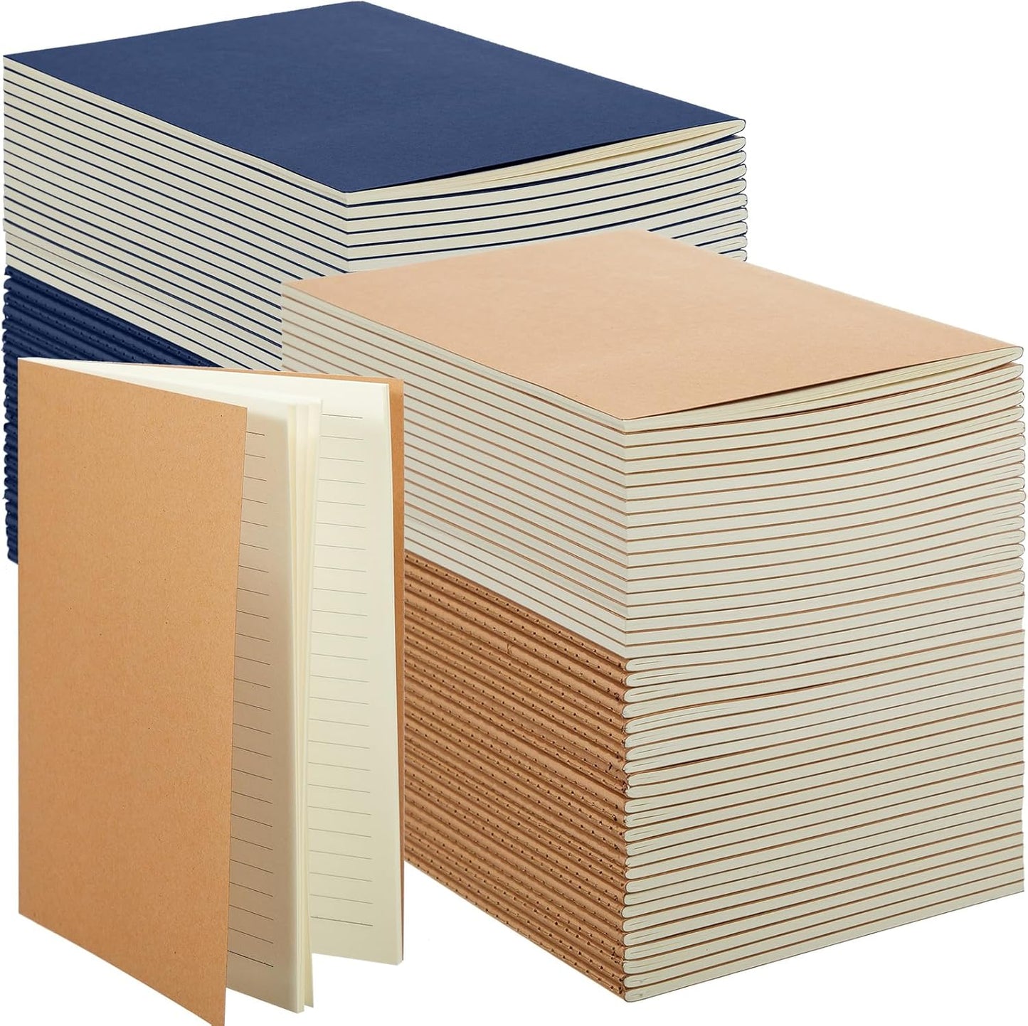 Mimorou 100 Pcs Journals Notebooks Bulk - Kraft Softcover A5 Small Notebooks 5.5 Inch x 8.3 Inch Notepads with 60 Page 30 Sheet for Writing Sketch Travel Office Supplies(Navy Blue,Lined)