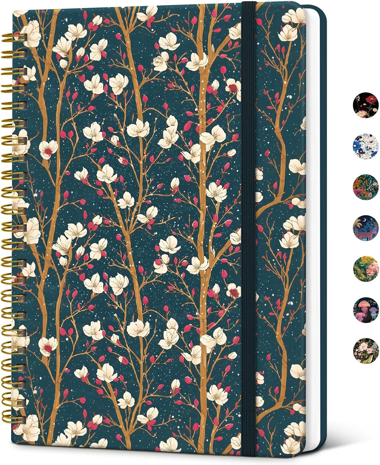 Taja Spiral Journal Notebook for Women, Pretty Hardcover Lined Notebook for Work & Note Taking, Aesthetic Cute Journal for Writing, 140 Pages, 5.8"x8.3", Floral