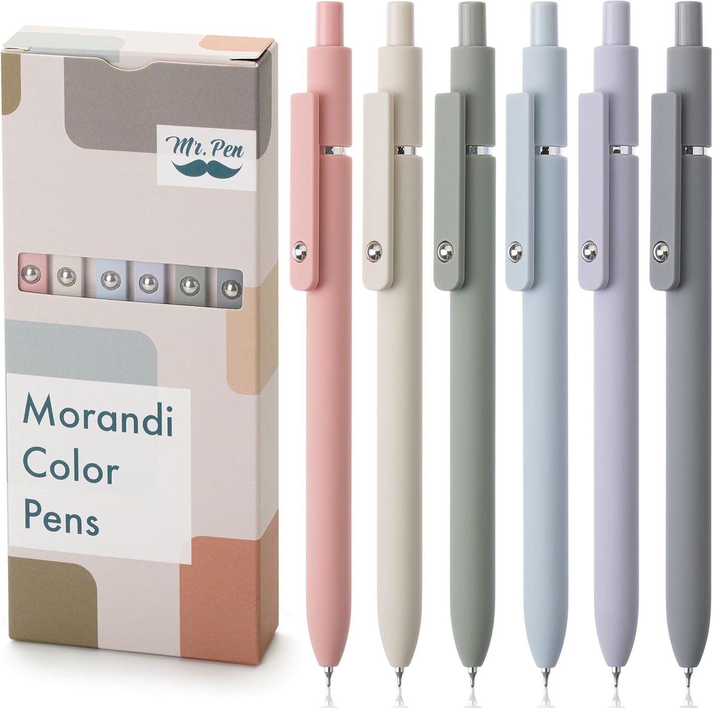 Mr. Pen- Retractable Gel Pens, 12 Pack, Morandi and Vintage Barrels, Fast Dry, Black Gel Pens Fine Point 0.5mm, Aesthetic Pens for Journaling