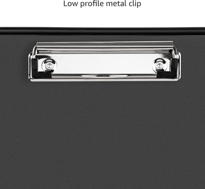 Amazon Basics Sturdy Plastic Storage Clipboard for School & Office Supplies, Lightweight, Black, 2-Pack