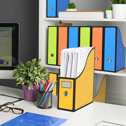 Simple Houseware 6-Pack Magazine File Holder Box, Foldable Cardboard Organizer, White