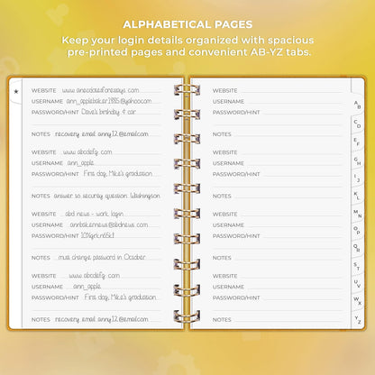 Clever Fox Password Book Spiral – Internet Address & Password Organizer with Laminated Alphabetical Tabs – Password Keeper Journal – Hardcover, Medium Size, 6.1x7.7” (Mystic Blue)