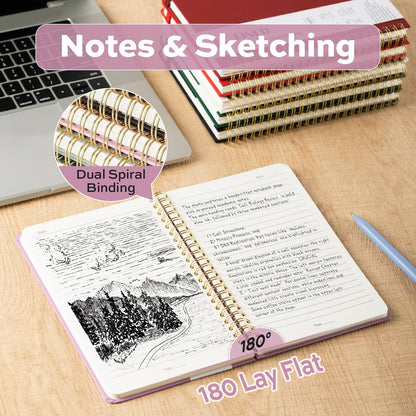 deli Rose Red Lined Spiral Journal Notebook, 160 Pages, A5 (5.5"x8") Hardcover Writing Notebook, College Ruled Spiral Bound Journal for Women & Men - Perfect for Work, School, Office & Note Taking