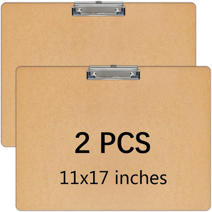 6 PCS Extra Large 11X17 Clipboard, Wood Cleats with Low Profile Clips for Drawing, Sketching, and Art Boards, Horizontal Wood Lapping, Landscape Layout (3Mm Thickness)