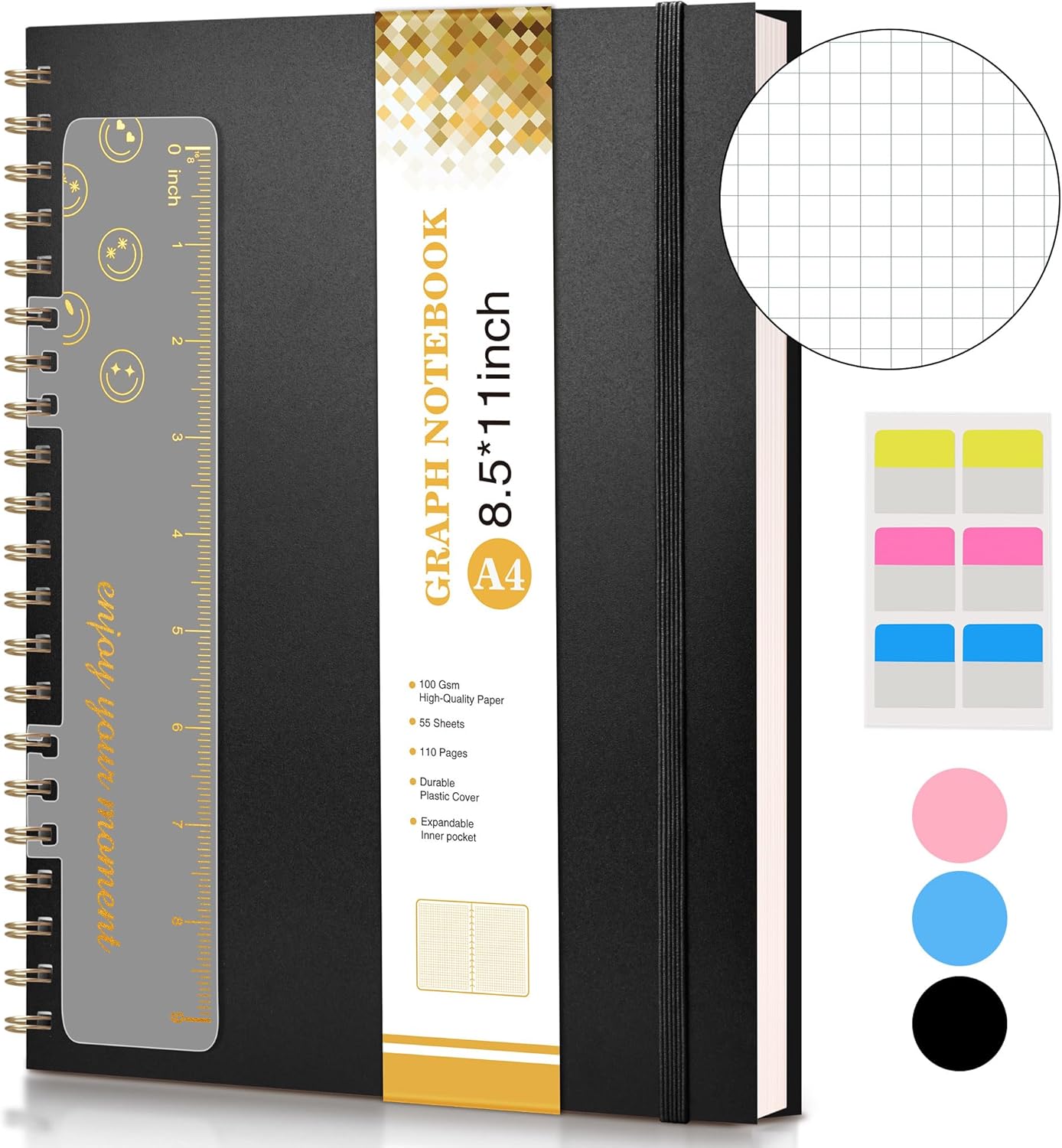 Spiral Notebook Journal 8.5” x 11”, A4 Large Pink Notebooks for Women Men, College Ruled Lined Journal, 100 GSM Paper, Plastic Hardcover Spiral Bound Journals for Work School Note Taking Business