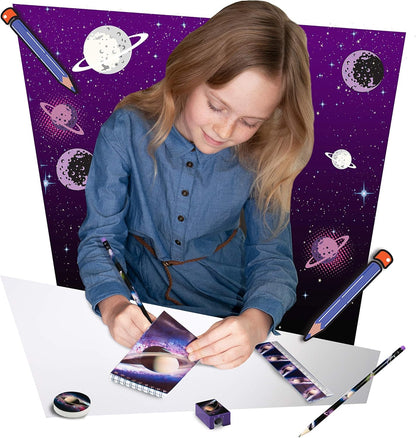 Deluxebase Wild Stationery Set - Dolphin from Animal Stationery Sets with 2 Pencils, Eraser, Pencil Sharpener, Ruler & Cute Notebook. Ideal Office Supplies, Desk Accessories & College Essentials.