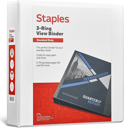 Staples Standard 2-Inch 3-Ring View Binder, Holds Up to 450 Sheets, Orange, Durable Binder for Office & School
