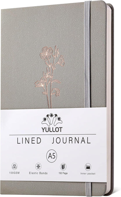 Lined Journal Notebook –A5 PU Leather Hardcover Notebook, 100gsm Thick Bleedproof Paper with Inner Pocket – 192Pages Lined Writing Journal for Students Women Note Taking - Terracotta Orange