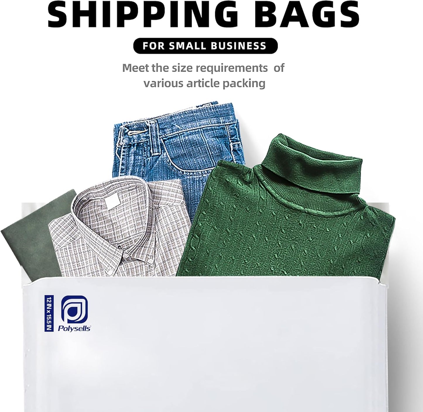 POLYSELLS 100 Pcs 14.5x19 Inch Poly Mailers Shipping Envelopes, Strong Adhesive Sealing, Waterproof, and Tear-resistant Postal Mailing Bags for Clothing, Books, and Accessories