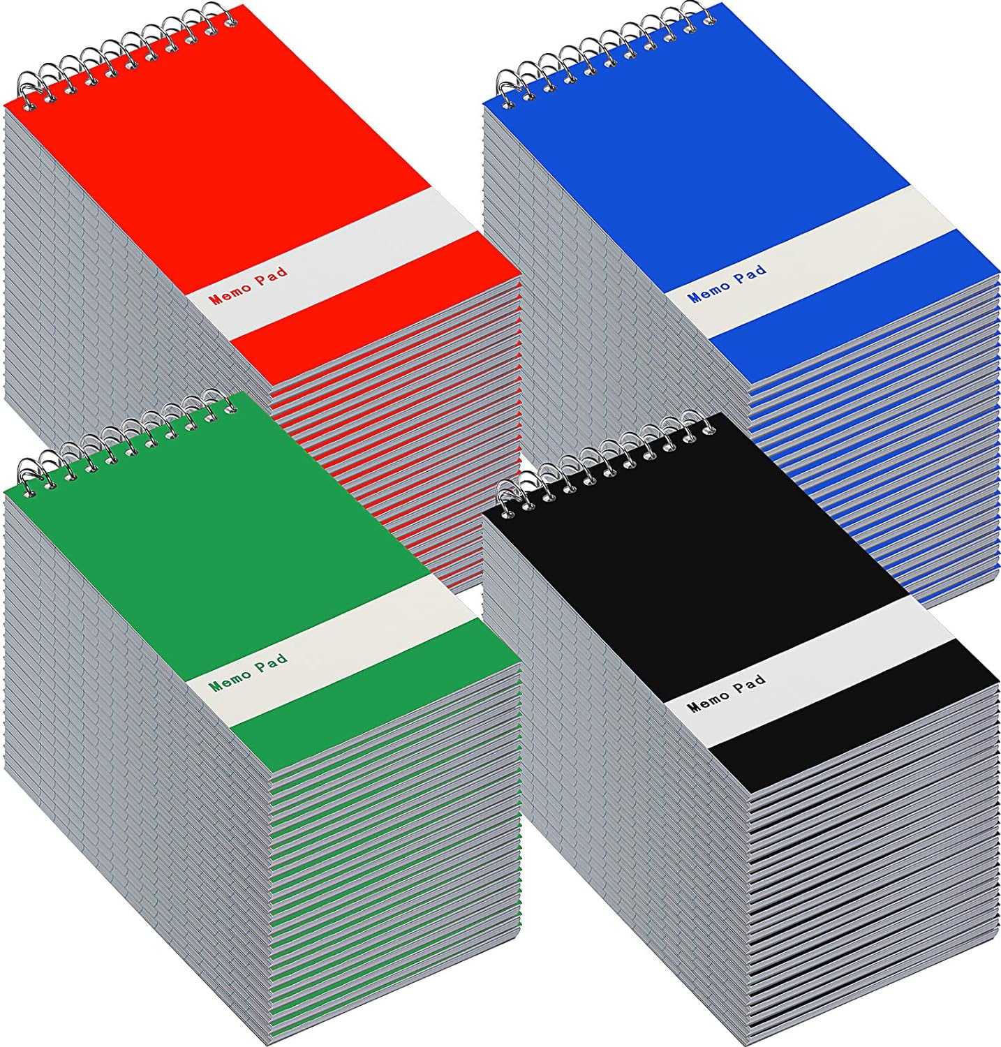 Thenshop 100 Pads Spiral Memo Pads Bulk 3 x 5 Inch Small Pocket Notepad Top Bound Lined 60 Sheets Mini Notebooks for School College Office Home Supplies (Fresh Colors)