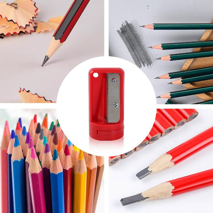 12 Pack Carpenter Pencil Sharpener Portable Manual Pencil Sharpener Cutter Woodworking Pencils Cutter Shaver Narrow Sharpening Tool for Woodworking Tool (Red, Black, Blue)