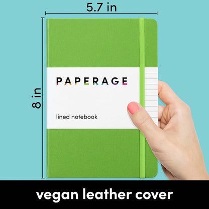 PAPERAGE Lined Journal Notebook, (Black), 160 Pages, Medium 5.6 in x 8 in - 100 GSM Thick Paper – Hardcover Journaling Notebook for Work, School & Note Taking