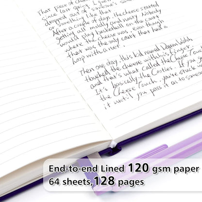 feela College Ruled Notebooks, 24 Pack Business Notebook Hardcover Lined Writing Journal with Pen Holder for Men Women Note Taking, with 24 Black Pens, 120 GSM, 5.1”x8.3”, A5, White