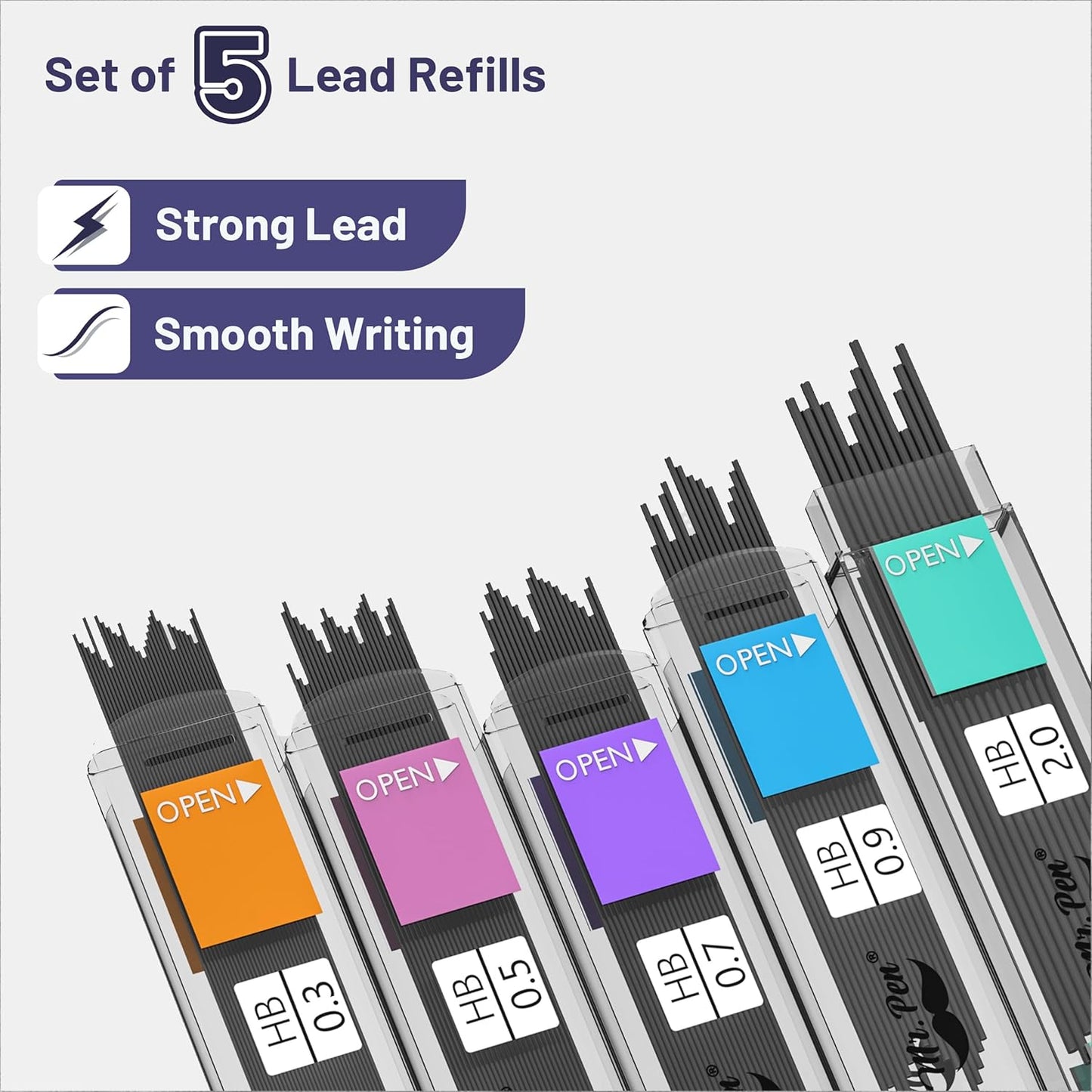 Mr. Pen- Art Mechanical Pencil Set, 5 Vintage Mechanical Pencils (0.3, 0.5, 0.7, 0.9, 2.0mm), 5 HB Lead Refills & 10 Eraser Refills, Precision Drawing Pencils for Sketching, Writing & Artwork