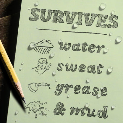 Rite in the Rain Weatherproof Hard Cover Notebook, 4.25" x 6.75", Green Cover, Universal Pattern (No. 970F-M)