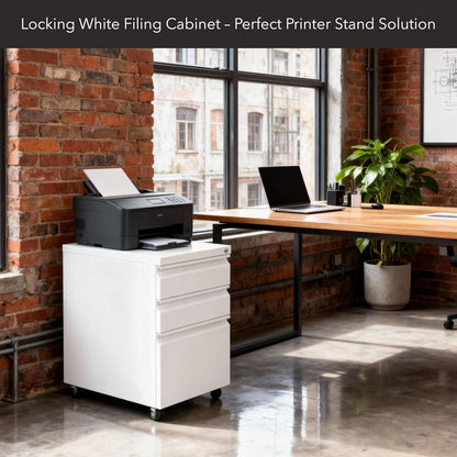 Mount-It! 3 Drawer File Cabinet with Lock and Wheels, Heavy-Duty Steel Rolling Drawer Cabinet, Fully Assembled Under Desk Filing Cabinet for Home Office Storage, 15.3" W x 19.75" D x 24.5" H, Black