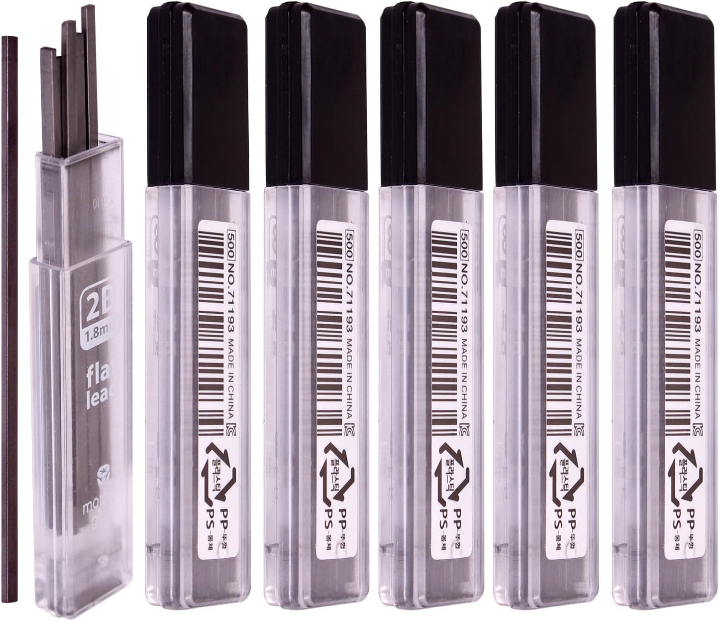 Morning Glory Flat Lead 1.8 mm Holder Pen Mechanical Pencil for Draft Drawing, Art Sketching/Calligraphy/Marking (1.8 mm 2B Lead 6 Tube-36 Leads) Graphite Lead Refill