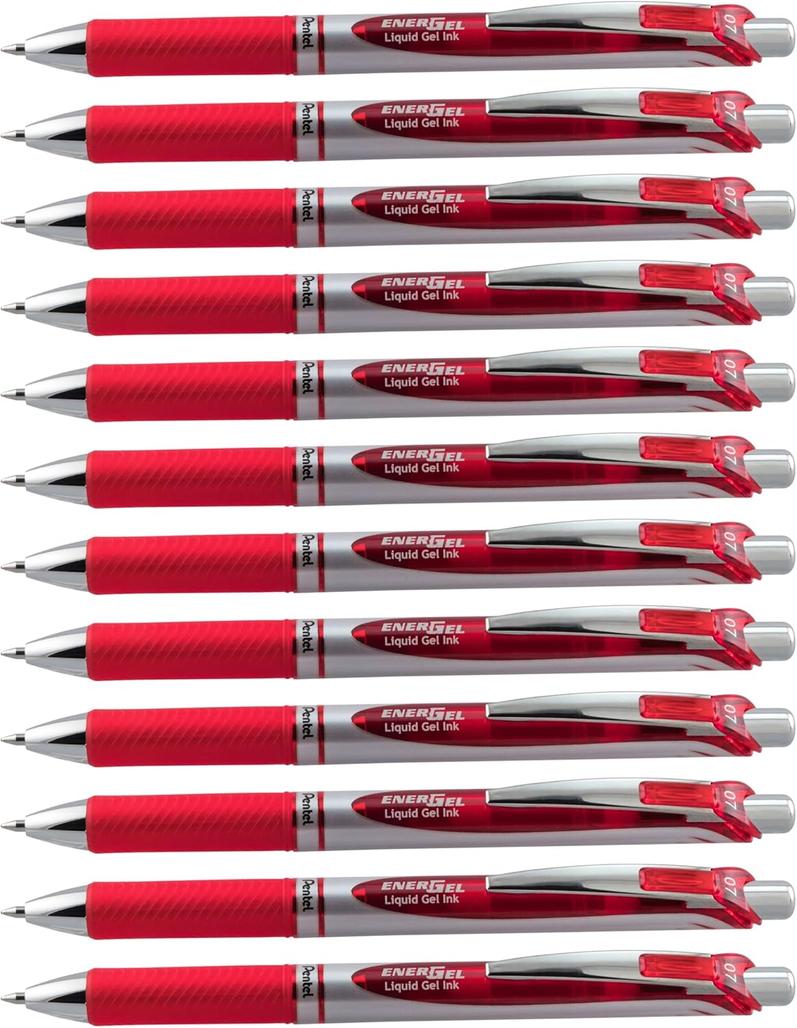 Pentel EnerGel RTX Retractable Liquid Gel Pen, (0.7mm) Medium Line, Metal Tip, Black Ink, Box of 12 (BL77-A)