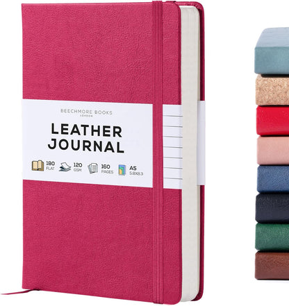 BEECHMORE BOOKS Large Lined Journal Notebook, 8.5" x 11.5" (A4) Hardcover Vegan Leather Executive Diary for Work, Thick 120gsm Paper, Lay-Flat Binding, Gift Box
