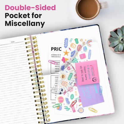 Large Lined Spiral Journal for Women Cute Hardcover 5 Subject Notebook for Work 8.5" x 11" with Removable Dividers & Tabs, College Ruled, 280 Pages Aesthetic Journal for Work, School & Note Taking, Garden of Whimsy