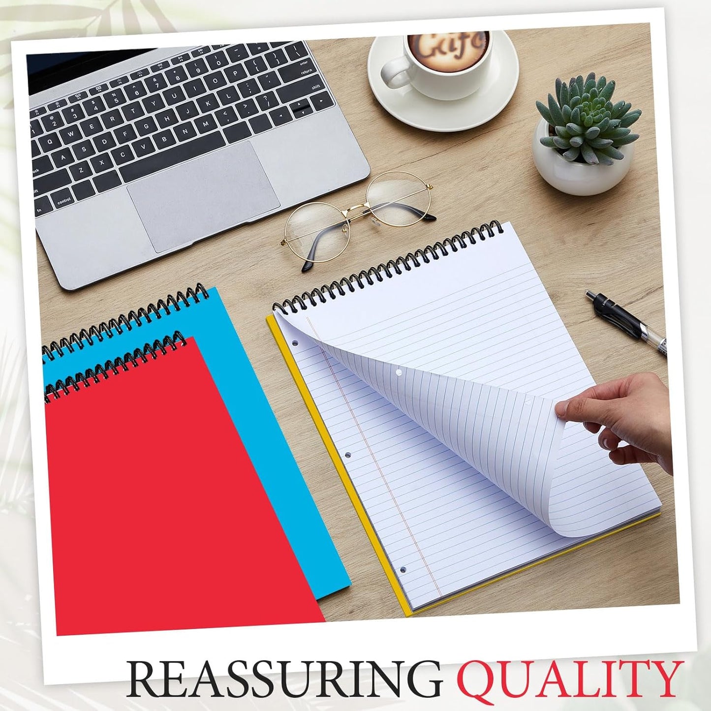 MotiMind 10 Pack 8.5" x 11" Top Spiral Notebook with 3 Hole Punched Morandi Colors Legal Pads College Ruled Notepad 50 Sheets Hard Cardboard Paper Wirebound Notepad for Office School Business