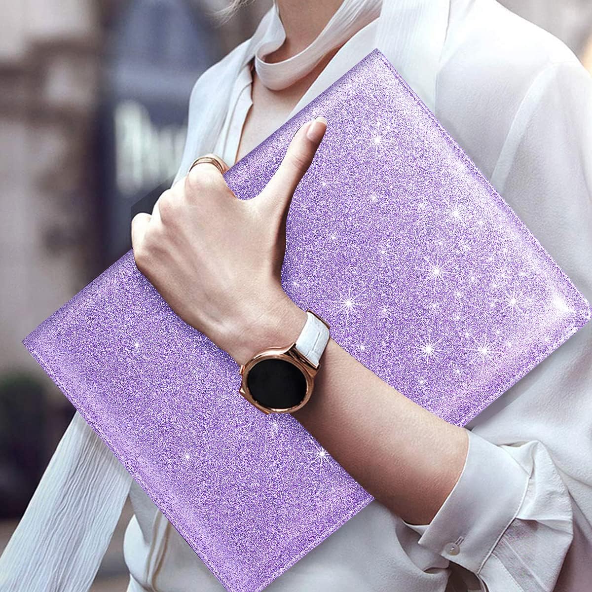 WAVEYU Resume Portfolio Folder, Padfolio Clipboard, Writing Portfolio Leather Clipboard with Cover for Legal Pad Holder Letter Size A4 for Business Conference Notepad Clip Boards, Purple