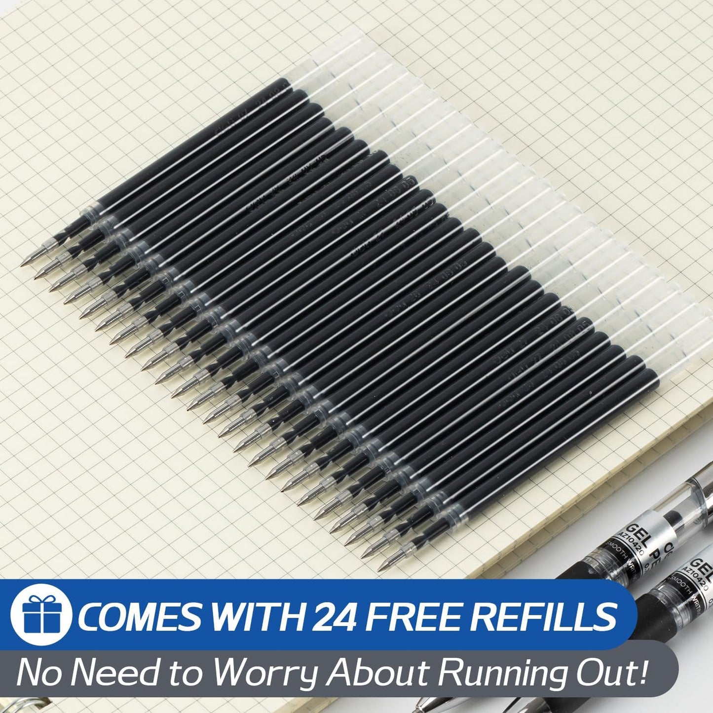 deli Gel Pens, 50 Pcs Retractable Pens Black Ink, Medium Point Pen 0.7mm, Smooth Writing, Fast Dry, No Bleed for Journaling Note Taking, Home School Office Supplies