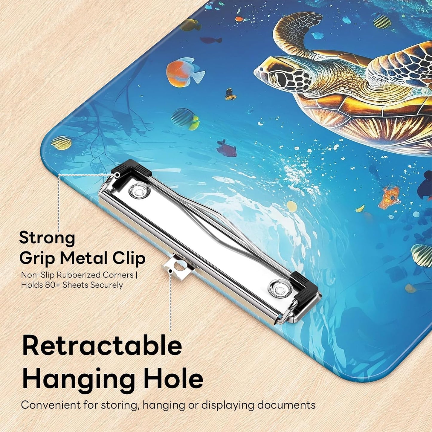 Plastic Cute Clipboard Low-Profile Metal Clip, A4 Letter Size 9 x 12.5 in, 8.5 x 11 Paper Clip Board for Teachers, Nurses, Classroom,Cute Black Cats