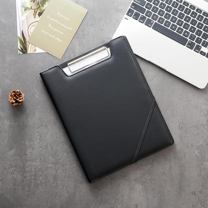 ProCase Clipboard Folder Portfolio, Leather Business Padfolio Organizer Letter Size Professional Folder Binder for Interview Meeting Resume Office Conference School -Black