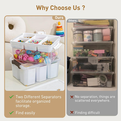 Citylife 17 QT Plastic Storage Box with Removable Tray Craft Organizers and Storage Clear Storage Container for Organizing Bead, Tool, Sewing, Playdoh