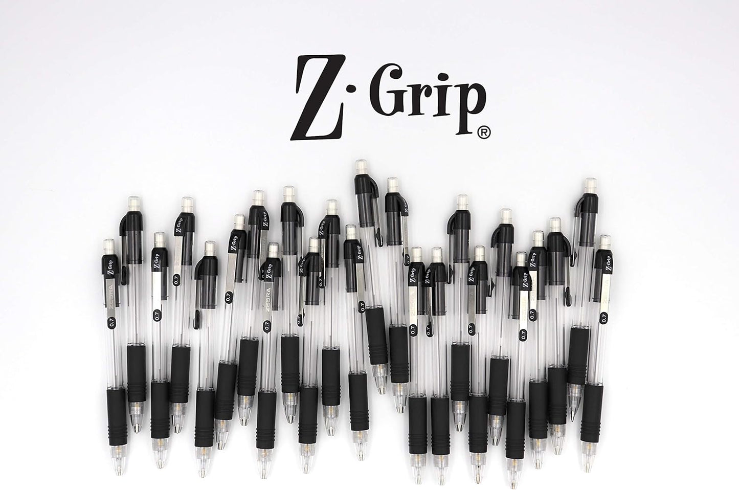 Zebra Pen, Z-Grip Mechanical Pencil, Smooth Writing, Latex-Free Grip, 0.7mm Lead, #2 HB, Pre-Loaded with Lead and Eraser, for School, Office, Everyday Use, Refillable, Clear Barrel, 24-Pack, (15241)