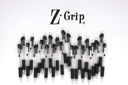 Zebra Pen, Z-Grip Mechanical Pencil, Smooth Writing, Latex-Free Grip, 0.7mm Lead, #2 HB, Pre-Loaded with Lead and Eraser, for School, Office, Everyday Use, Refillable, Clear Barrel, 24-Pack, (15241)