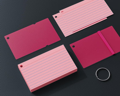 YIZUUN Index Cards 3x5, Flash Cards with Ring, 200 PCS, Ruled Note Cards, Flash Cards for Studying, 4 Packs of 50 sheets, 3x5 Note Cards for Office, Home, School