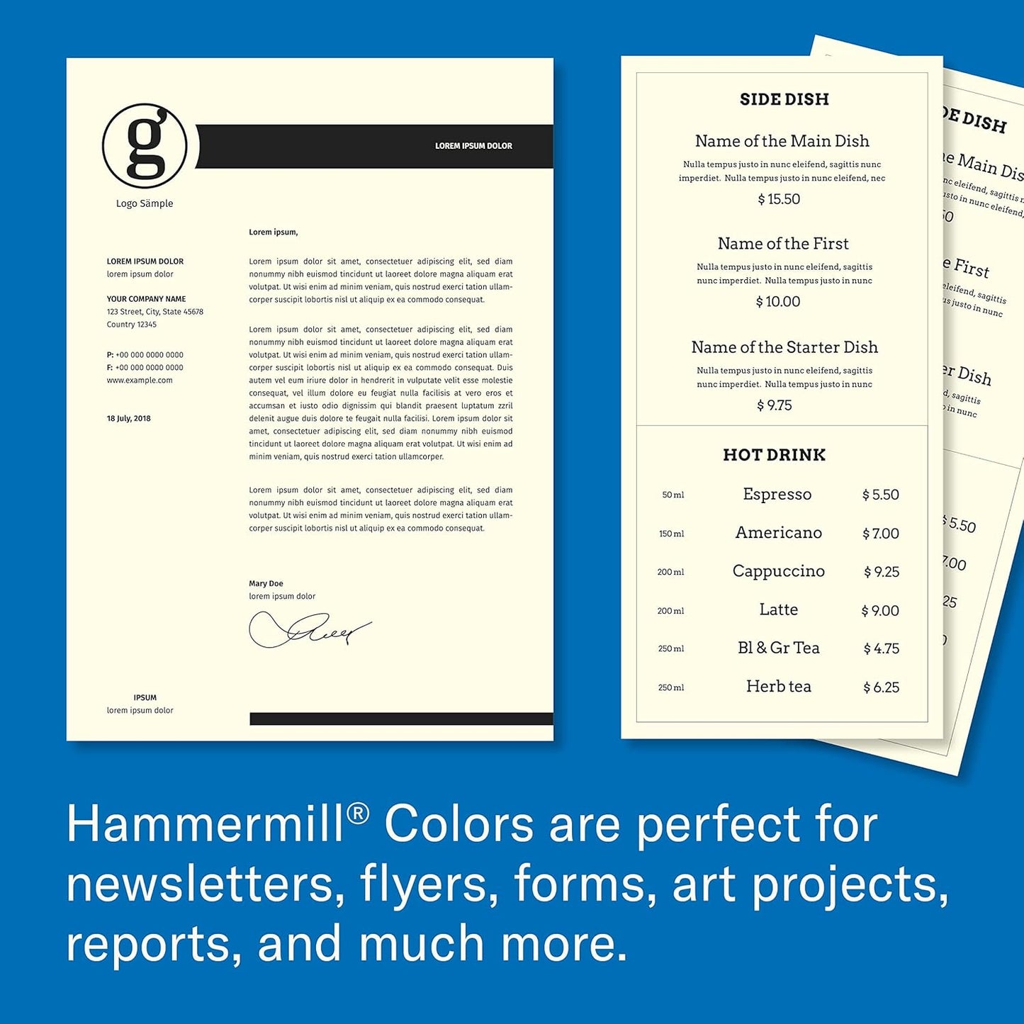 Hammermill Colored Paper, 24 lb Blue Printer Paper, 8.5 x 11 - Made in the USA, Pastel Paper, 103671R-1 Ream (500 Sheets)